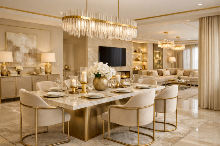 10 Beige and Gold Dining Room Ideas for a Neutral Glam Look