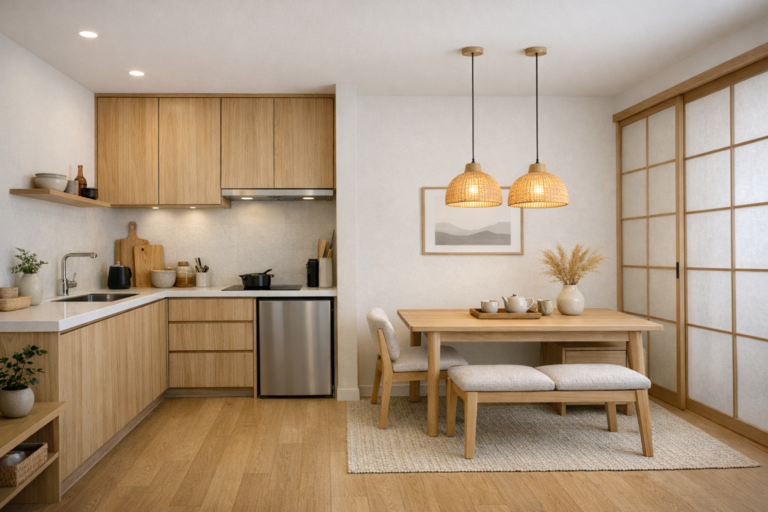 Japandi Kitchen Using Wood & Neutral Tones (Ultimate Cozy Minimalist Guide)