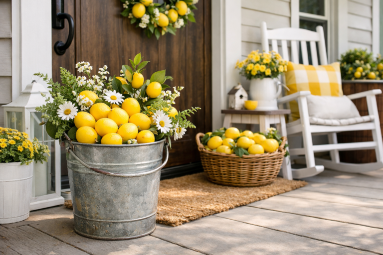 Spring Front Porch Decor Lemon Theme