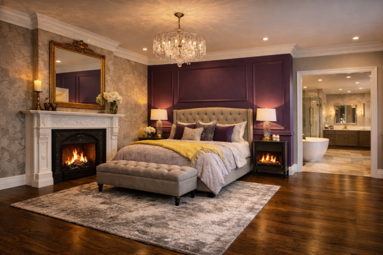 Open Floor Master Suite Ideas with Bedroom & Bathroom Combo