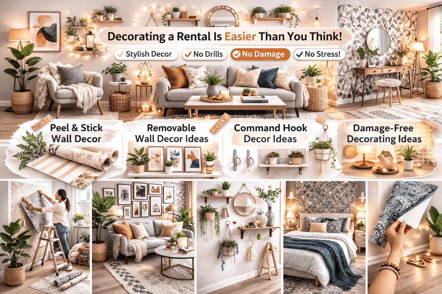 🏡 How to Decorate Apartment Walls Without Damage (15 Renter Friendly Ideas)