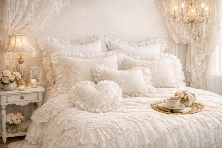 Best Lace Bedding & Ruffle Pillows for a Romantic Bedroom