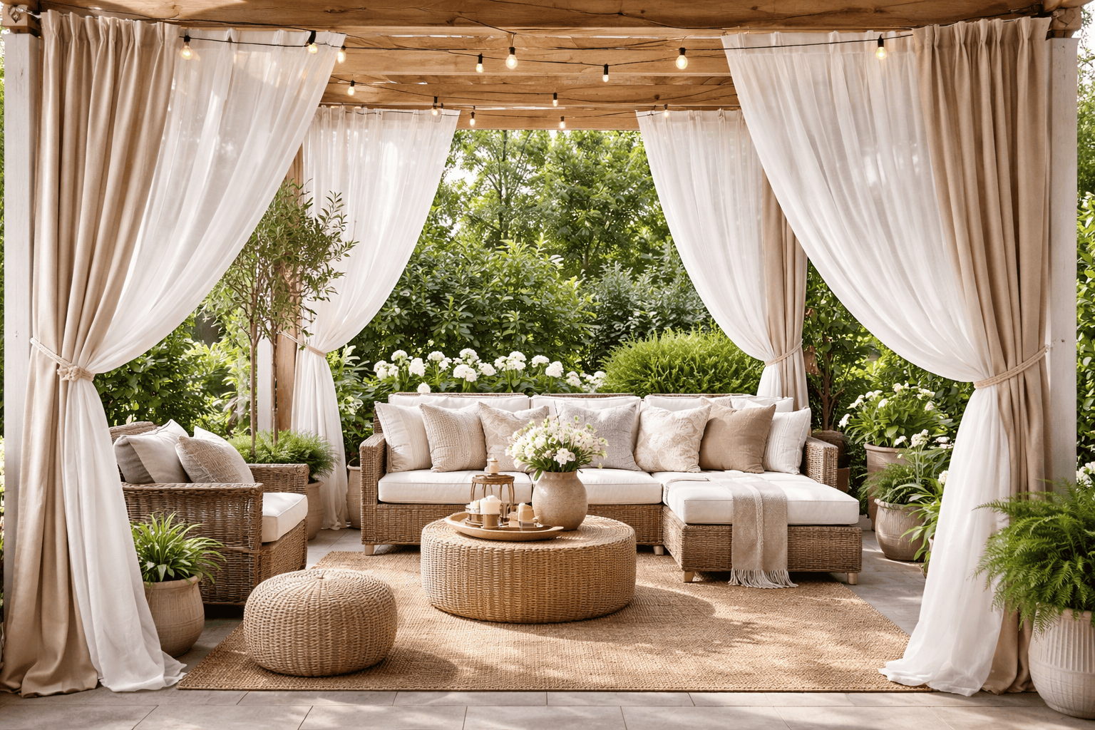 15 Patio Curtain Ideas for a Stylish Outdoor Space (Privacy, Shade ...