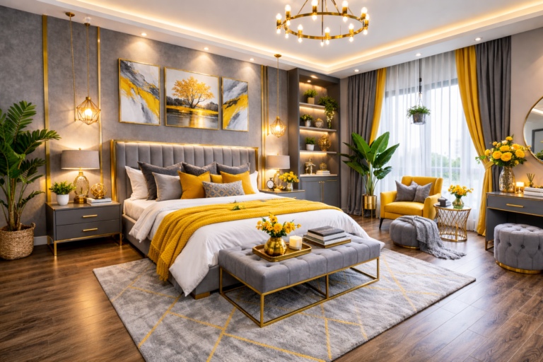 Grey and Yellow Master Bedroom Ideas