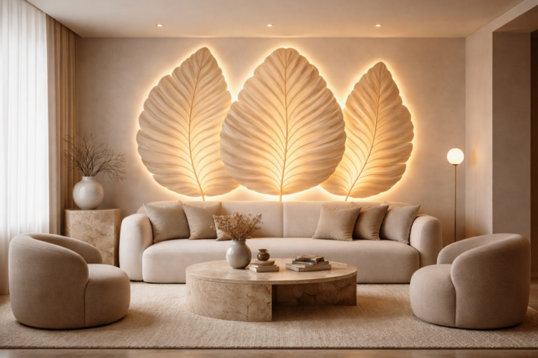 luxury living room statement wall