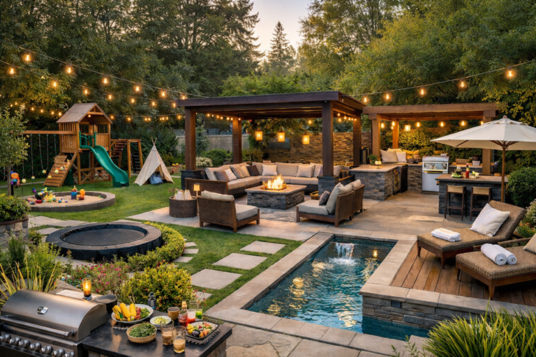 10+ Backyard BBQ Patio Ideas with Pool for Summer Parties