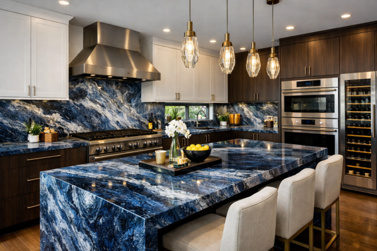 Blue Granite Countertops for a Luxurious Kitchen Look 💙✨