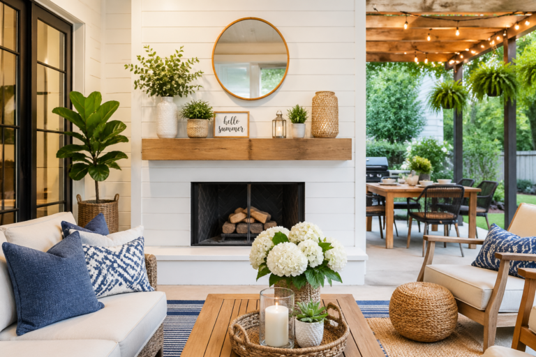 summer home decor mantle