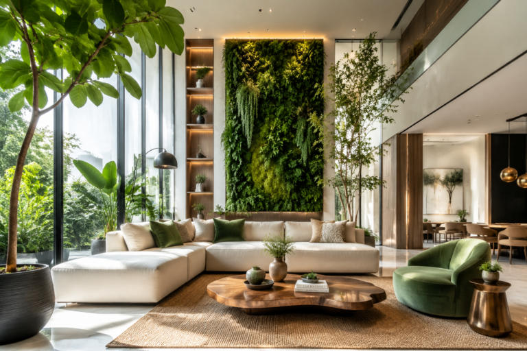 Biophilic Luxe Wood and Stone Walls