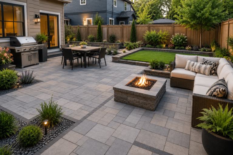 12+ Paver Patio Ideas on a Budget for Small Backyards, Fire Pits, BBQs & Family Spaces