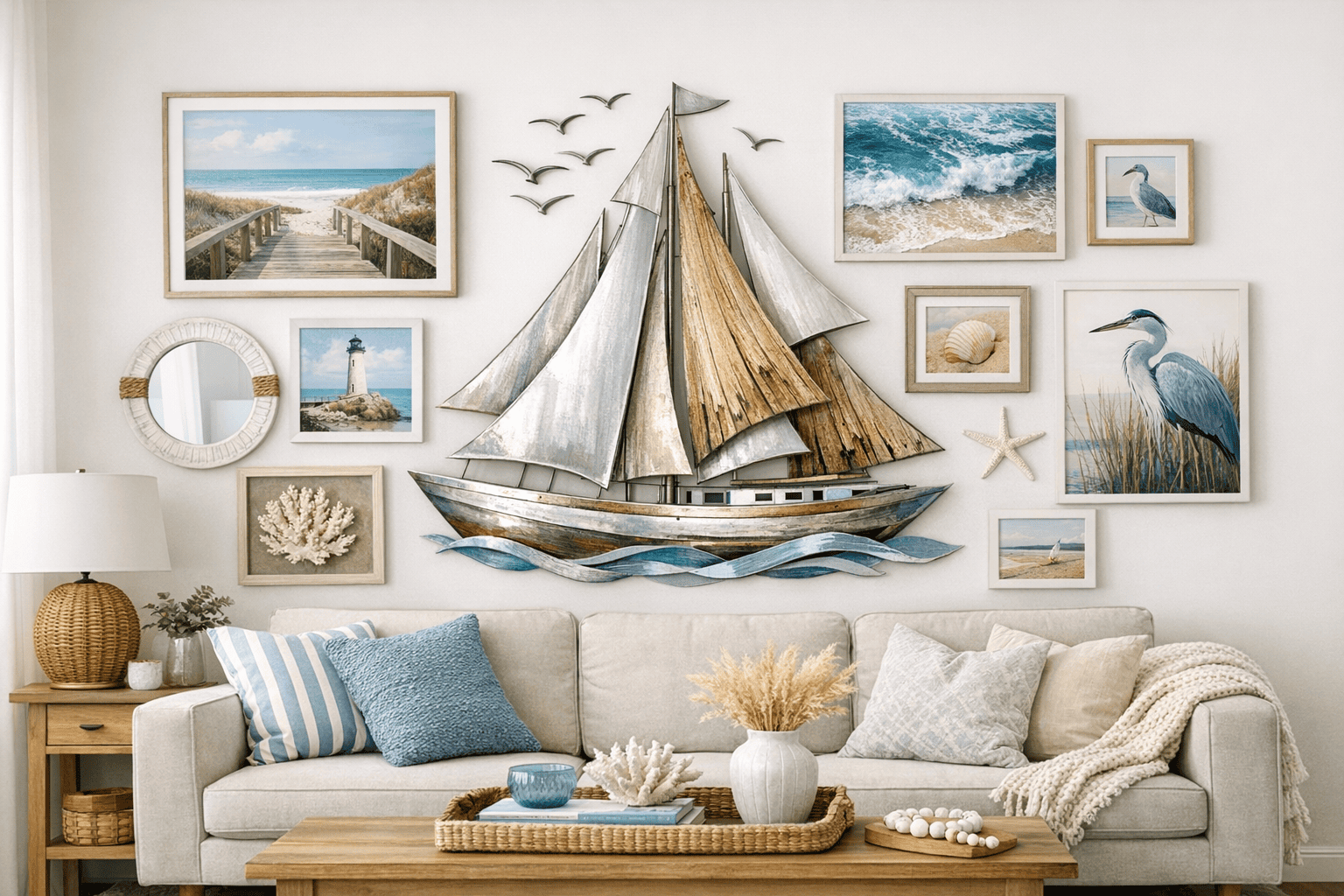 How to Style a Coastal Gallery Wall in Your Living Room