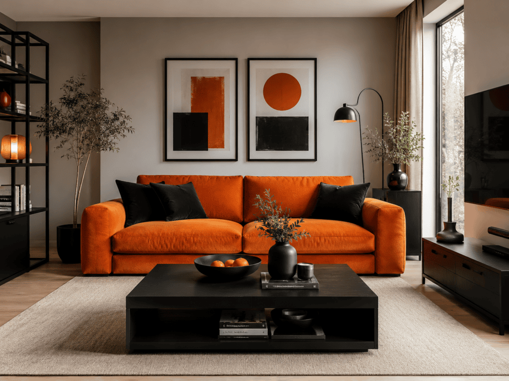 Black and Orange Sofa