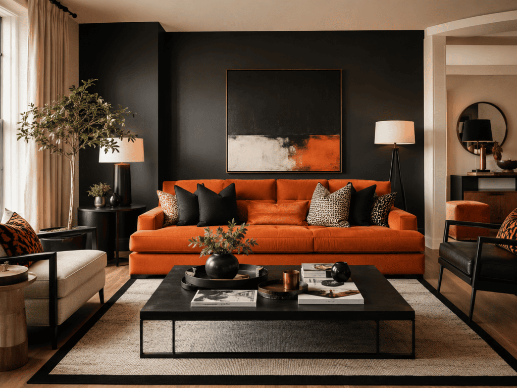 Black and Orange Sofa