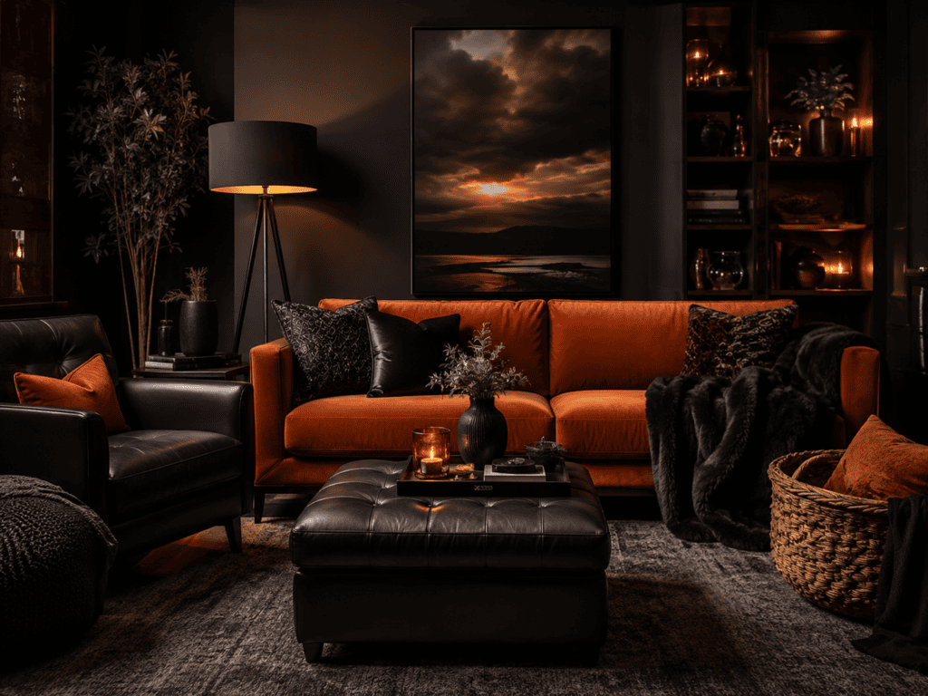 Black and Orange Sofa