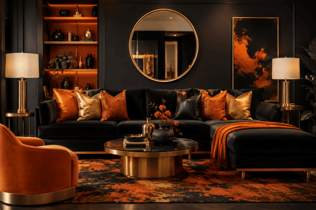 Black and Orange Sofa