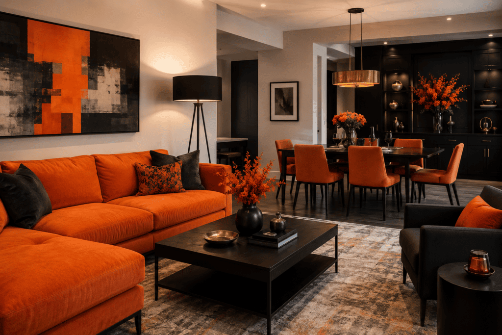 Black and Orange Sofa