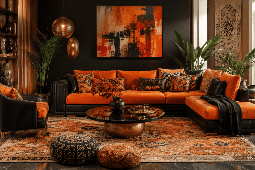 Black and Orange Sofa