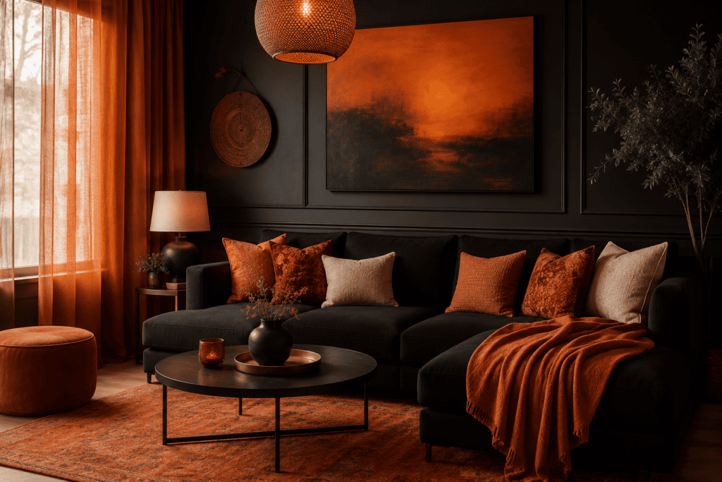 Black and Orange Sofa