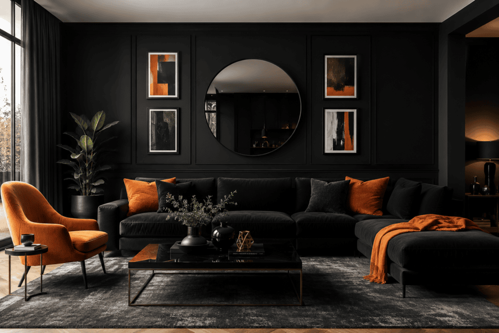 Black and Orange Sofa