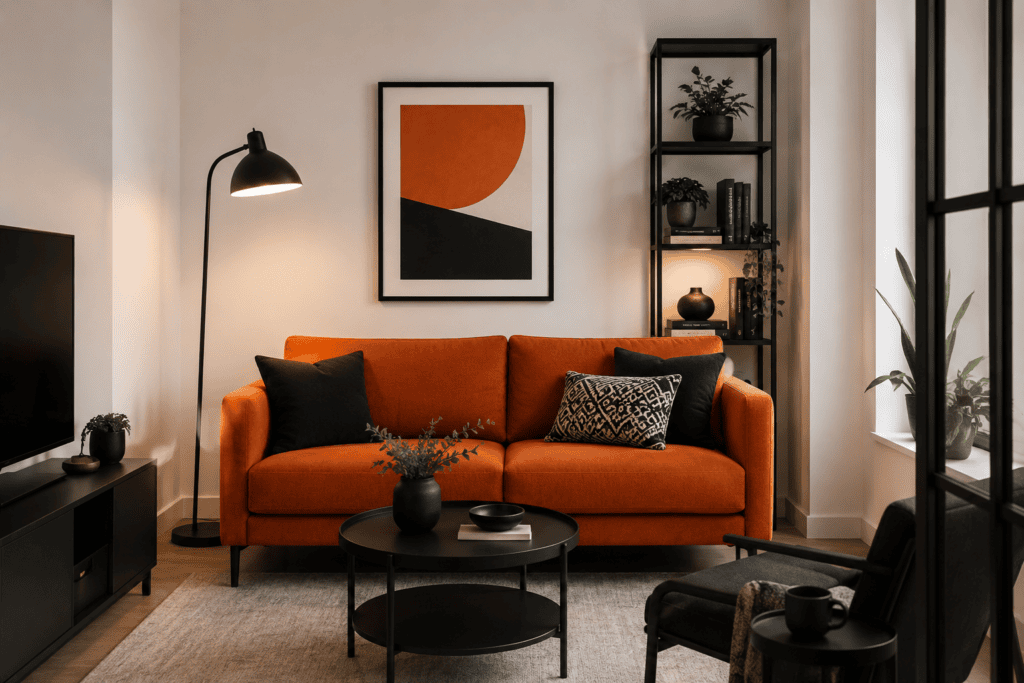Black and Orange Sofa