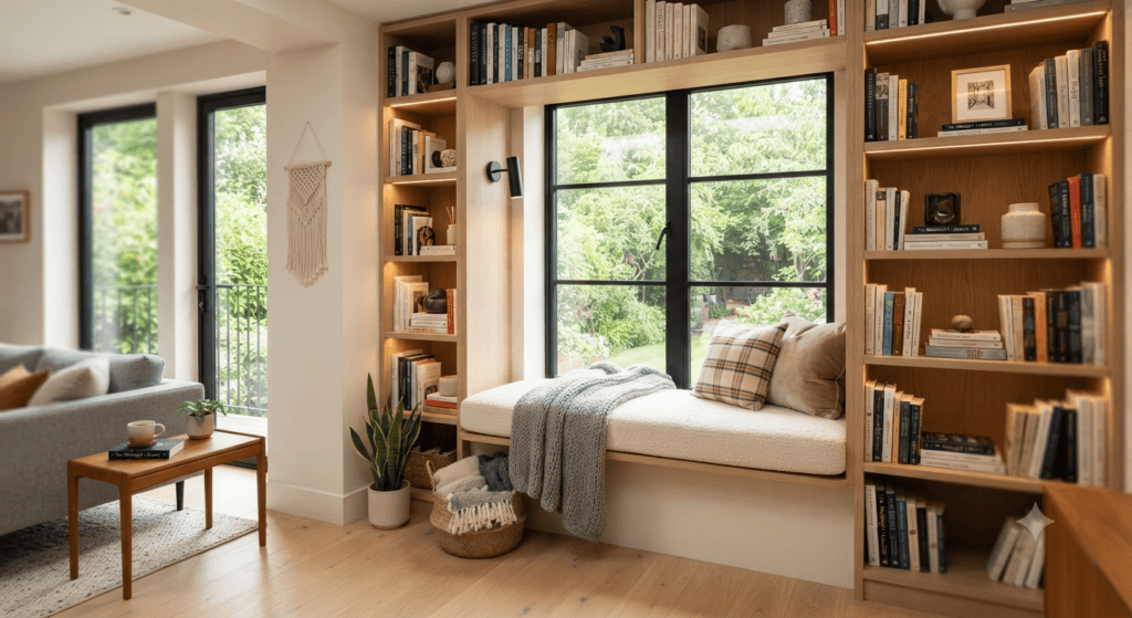 Cozy window reading nook 1