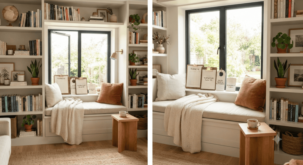 Cozy window reading nook 8