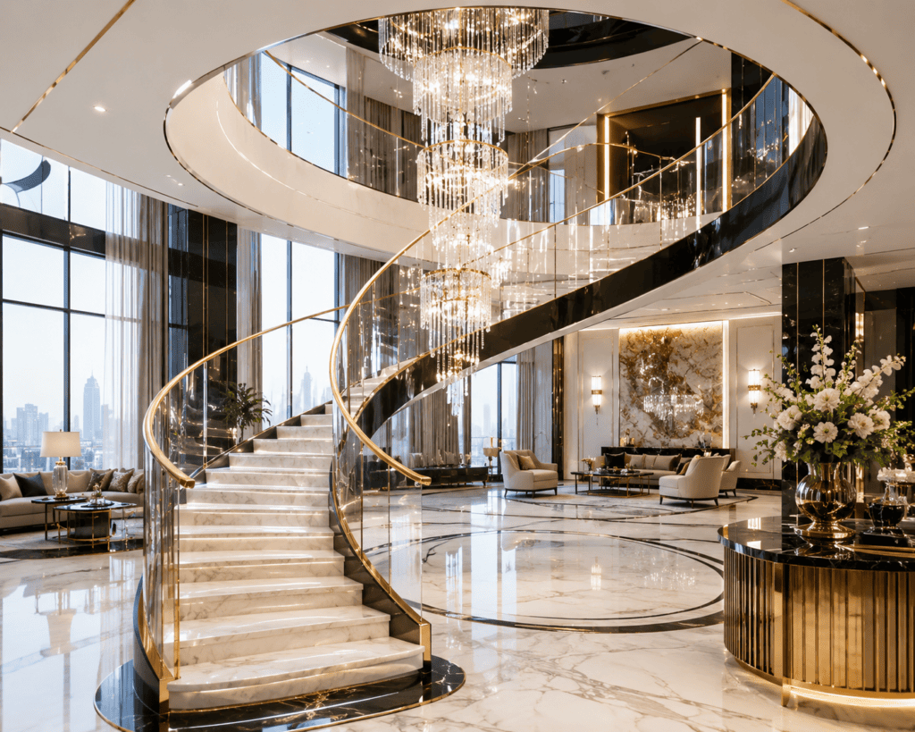 Penthouse spiral staircase designs 3