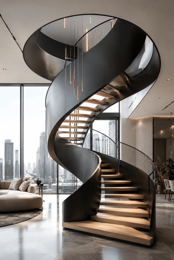 Penthouse spiral staircase designs 5