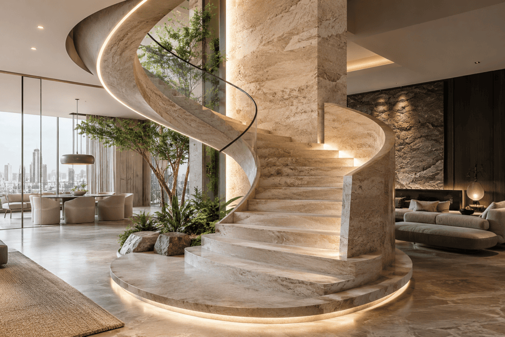 Penthouse spiral staircase designs 11