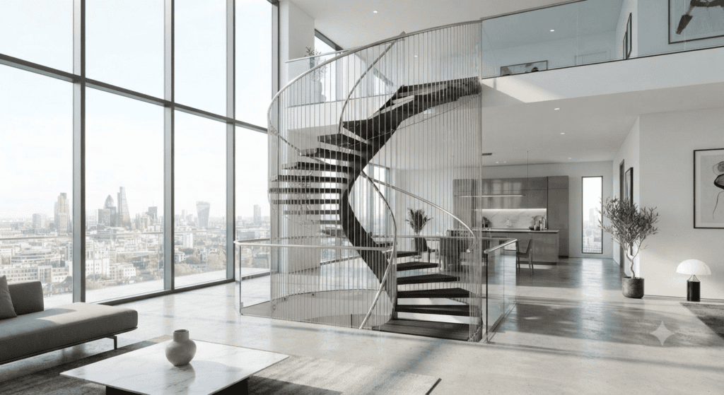 Penthouse spiral staircase designs 12