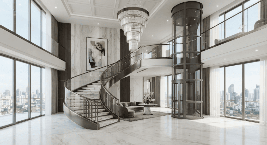 Penthouse spiral staircase designs 14