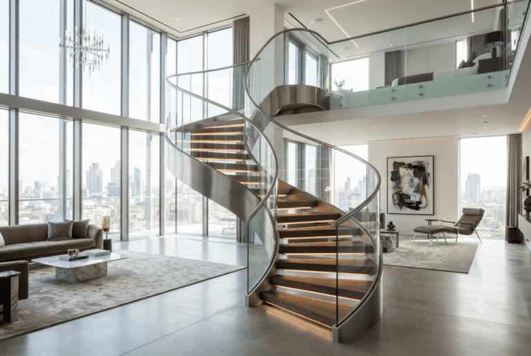 Penthouse spiral staircase designs 15