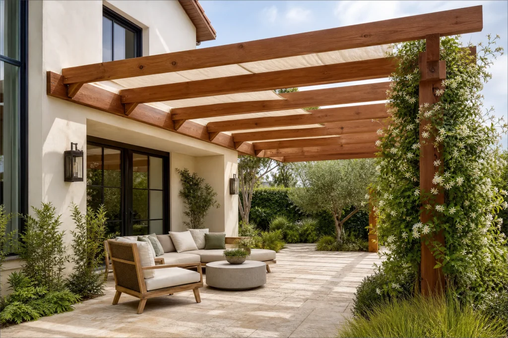Attached Pergola for Filtered Shade