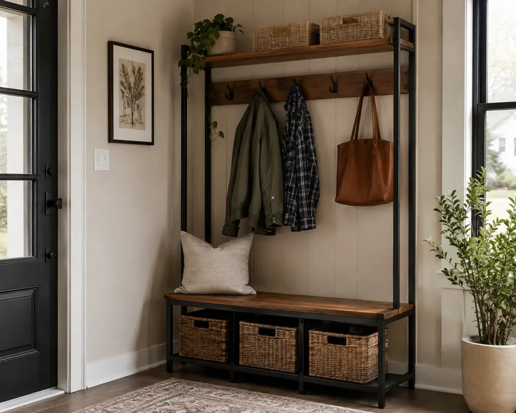 Entrance Coat Rack And Bench