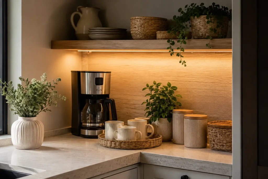 Warm Lighting Coffee Area