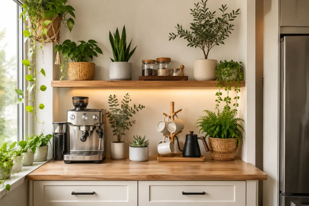 Coffee Station with Plants