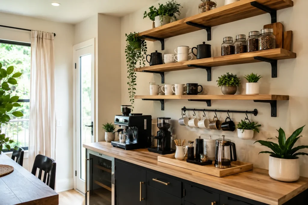 Floating Shelves for Coffee Bar Wall Ideas