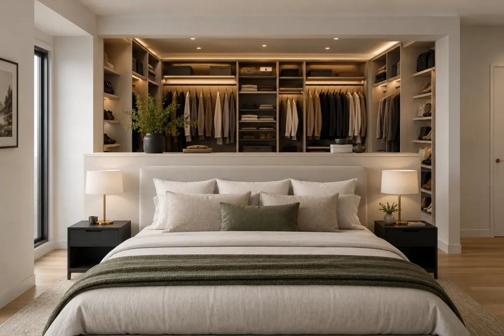 Walk In Closet Behind the Bed