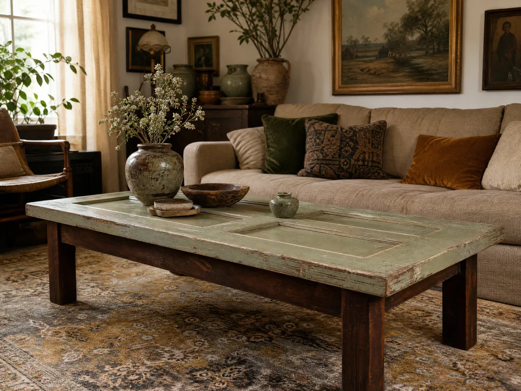 Reclaimed Door Coffee Table With Patina