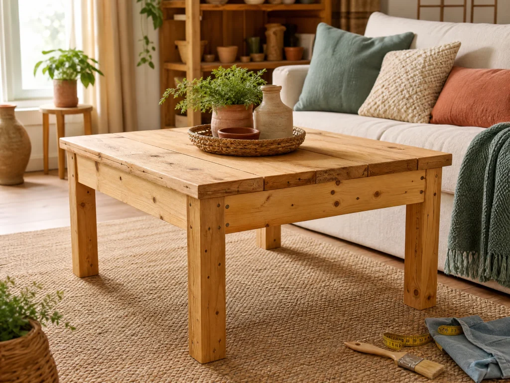 DIY Rustic Wood Coffee Table From Simple Boards