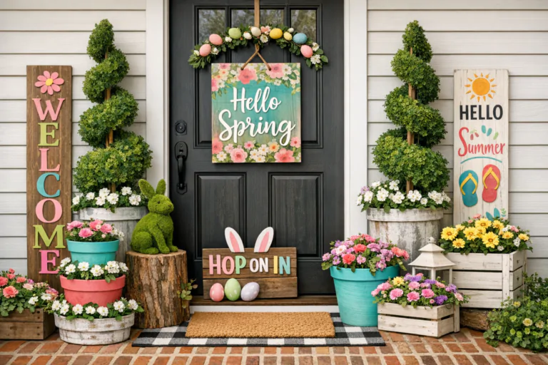 Expensive-Looking Spring Porch Decor with Dollar Tree DIY Hacks