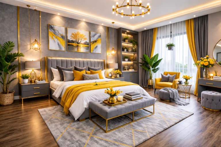 Grey and Yellow Master Bedroom Ideas